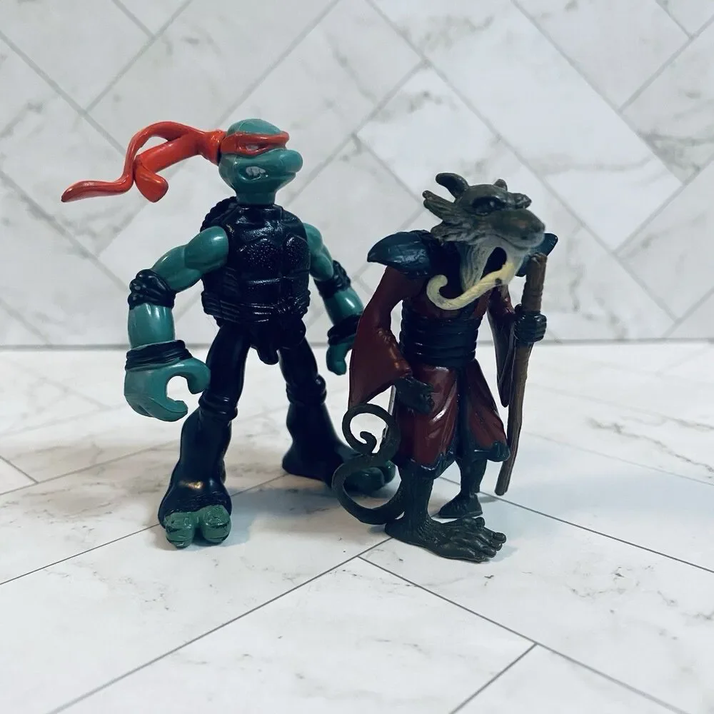 Vintage 2007 Splinter & Raphael Mini Mutant Ninja Turtle Action Figures Only
